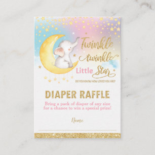 Tarjeta De Recepción Twinkle Little Star Elephant Chica Diaper Raffle