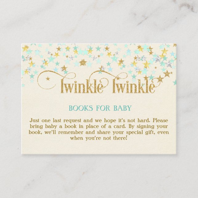 Tarjeta De Recepción Twinkle Little Star Mint Gold Book Card (Anverso)