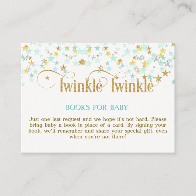 Tarjeta De Recepción Twinkle Little Star Mint Gold Book Card (Anverso)