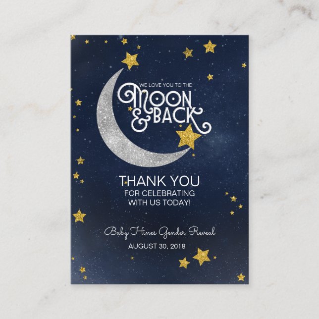 Tarjeta De Recepción Twinkle Little Star Moon & Back Gracias (Anverso)