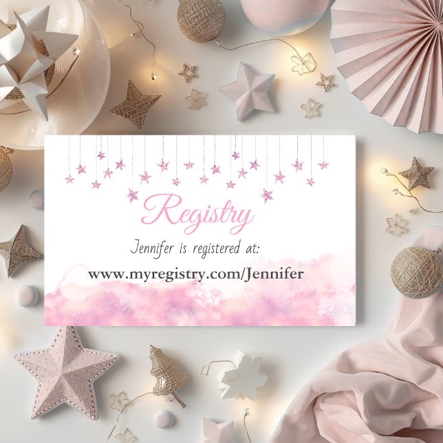 Tarjeta De Recepción Twinkle Little Star Pink Girl Baby Shower Registry (Subido por el creador)
