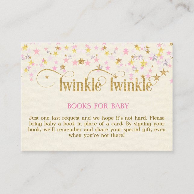 Tarjeta De Recepción Twinkle Little Star Pink Gold Request Card (Anverso)