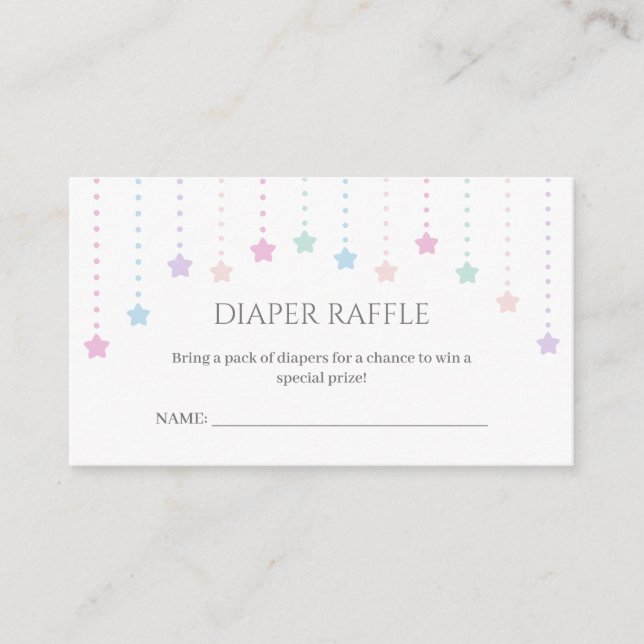 Tarjeta De Recepción Twinkle Little Stars Baby Shower Diaper Raffle (Anverso)