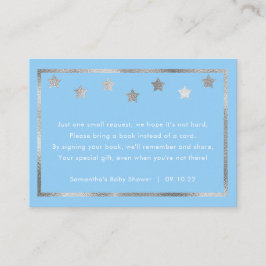 Tarjeta De Recepción Twinkle solicitud de libro de Baby Shower, plata a