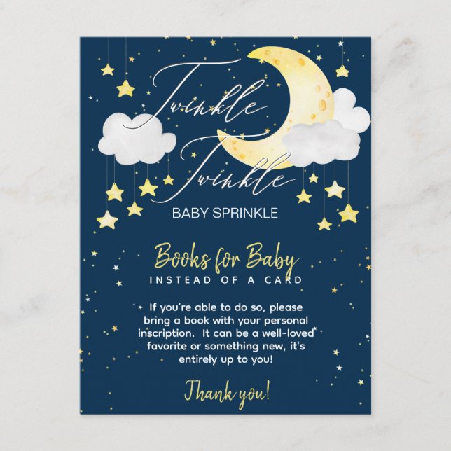 Tarjeta De Recepción Twinkle Twinkle Baby Sprinkle Books para el bebé (Anverso)