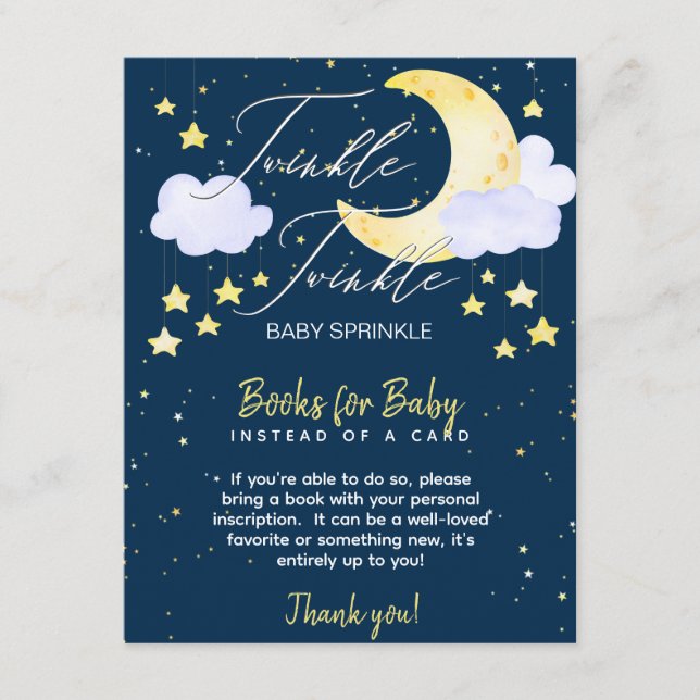 Tarjeta De Recepción Twinkle Twinkle Baby Sprinkle Libros para Baby Enc (Anverso)