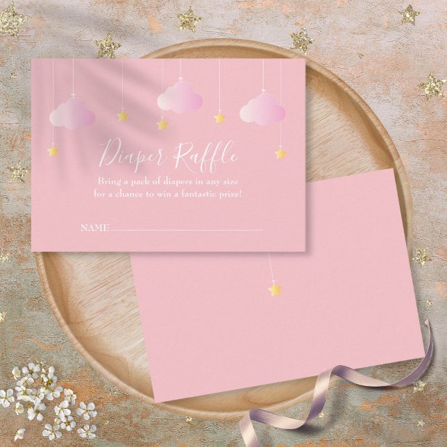 Tarjeta De Recepción Twinkle Twinkle Diaper Raffle Pink Baby Shower (Twinkle Twinkle Diaper Raffle Pink Baby Shower Enclosure Card)