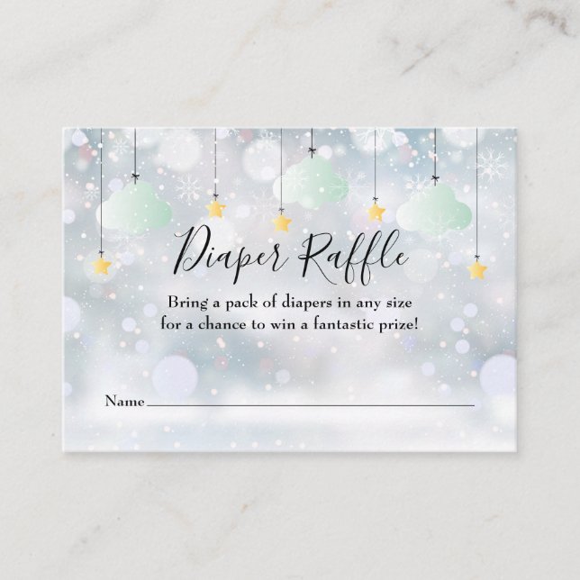 Tarjeta De Recepción Twinkle Twinkle Diaper Raffle Winter Baby Shower (Anverso)