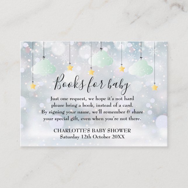 Tarjeta De Recepción Twinkle Twinkle Libros Para Bebé Invierno Baby Sho (Anverso)