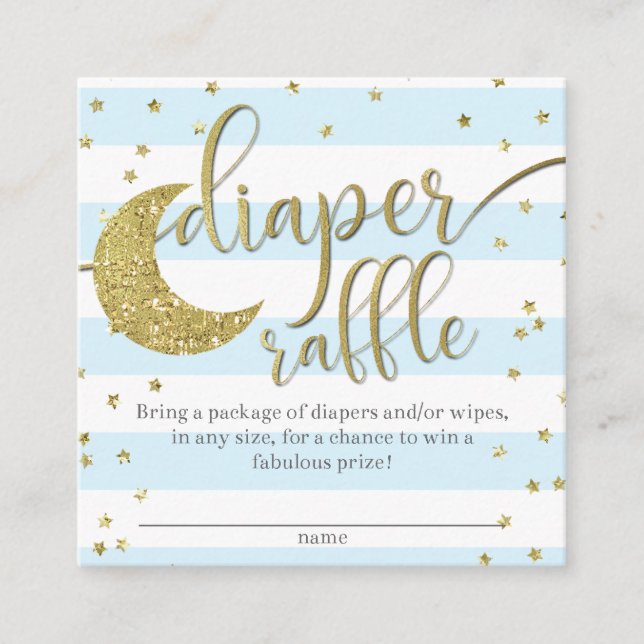 Tarjeta De Recepción Twinkle Twinkle Little Star Blue Diaper Raffle (Anverso)