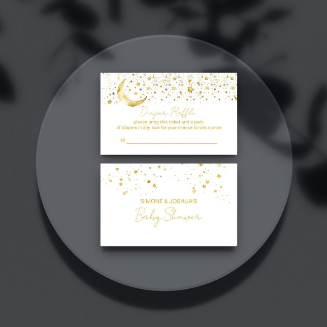 Tarjeta De Recepción Twinkle twinkle pequeña estrella oro diaper raffle (Twinkle twinkle little star gold moon stars diaper raffle enclosure card)