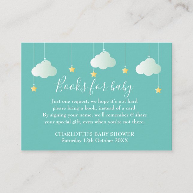Tarjeta De Recepción Twinkle Twinkle Solicitud de libro Baby Shower (Anverso)