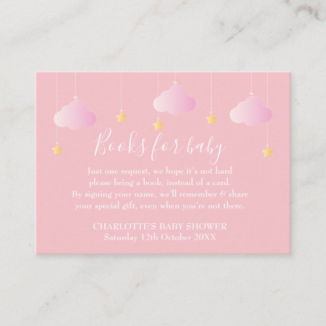 Tarjeta De Recepción Twinkle Twinkle Solicitud de libro Baby Shower ros (Anverso)