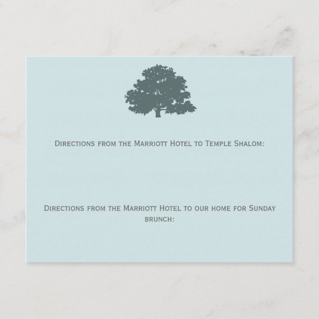Tarjeta De Recepción Twins Tree of Life Directions Bar Bat Mitzvah (Anverso)