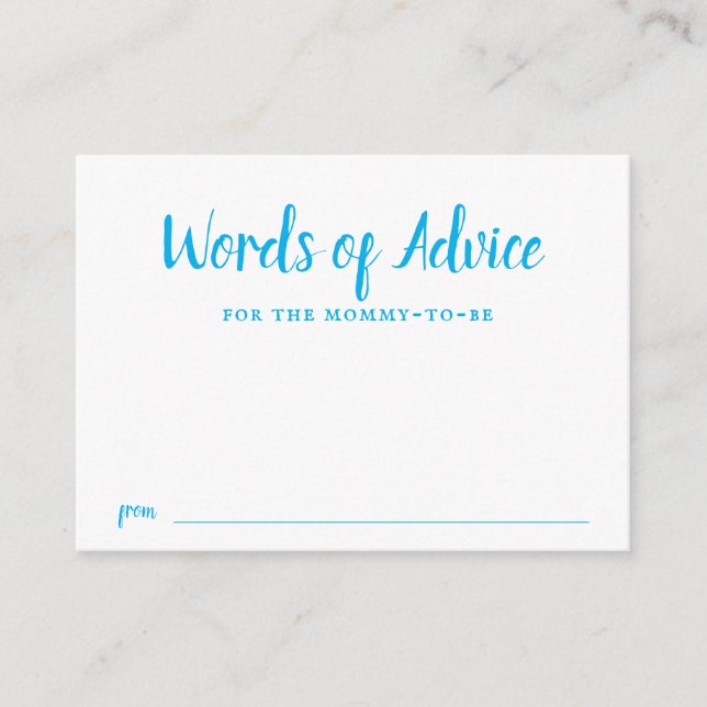 Tarjeta De Recepción Typografía azul Baby Boy Baby Shower Advance (Anverso)