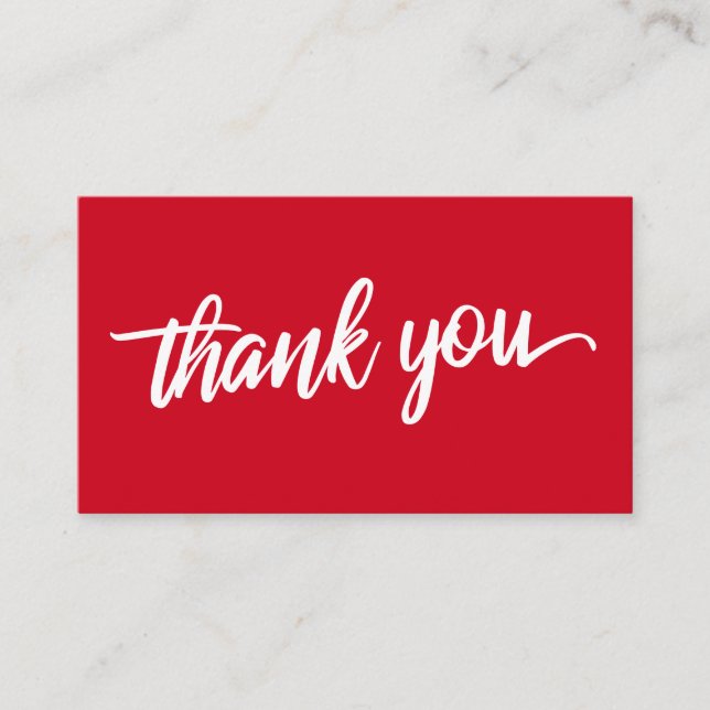 Tarjeta De Recepción Typografía de escritura mínima Cherry Red Gracias (Anverso)