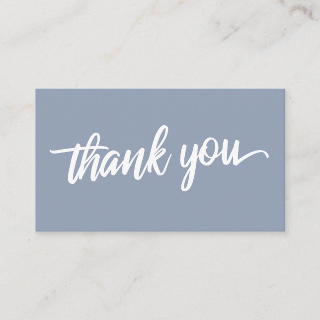Tarjeta De Recepción Typografía mínima de guiones Dusty Blue Gracias (Anverso)