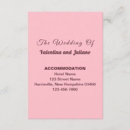 Tarjeta De Recepción Typography Pink Wedding Accommodation Portrait