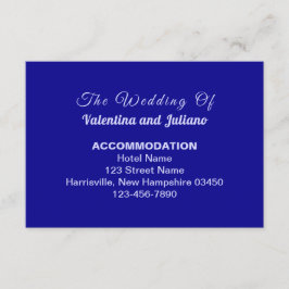 Tarjeta De Recepción Typography Style Dark Blue Wedding Accommodation