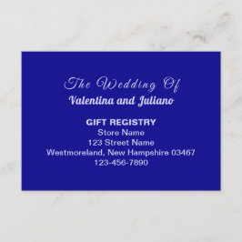 Tarjeta De Recepción Typography Style Dark Blue Wedding Gift Registry