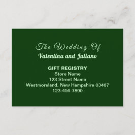 Tarjeta De Recepción Typography Style Dark Green Wedding Gift Registry