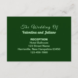 Tarjeta De Recepción Typography Style Dark Green Wedding Reception