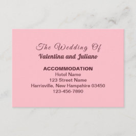 Tarjeta De Recepción Typography Style Pink Wedding Accommodation