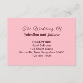 Tarjeta De Recepción Typography Style Pink Wedding Reception