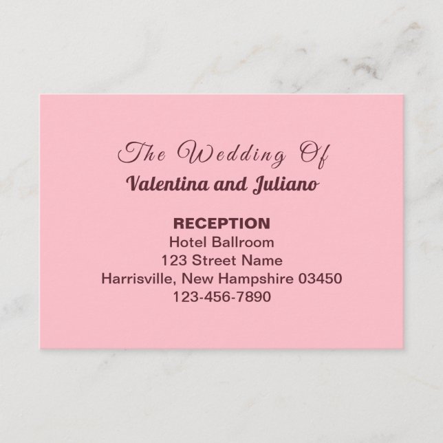 Tarjeta De Recepción Typography Style Pink Wedding Reception (Anverso)