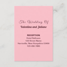 Tarjeta De Recepción Typography Style Pink Wedding Reception Portrait