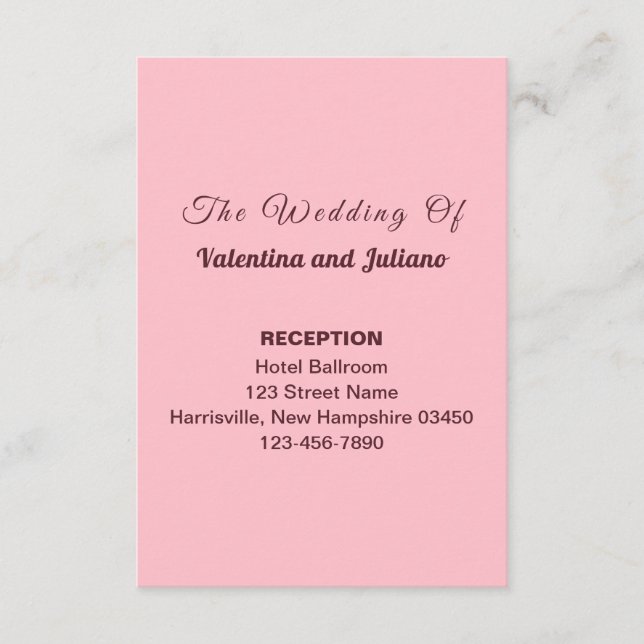 Tarjeta De Recepción Typography Style Pink Wedding Reception Portrait (Anverso)