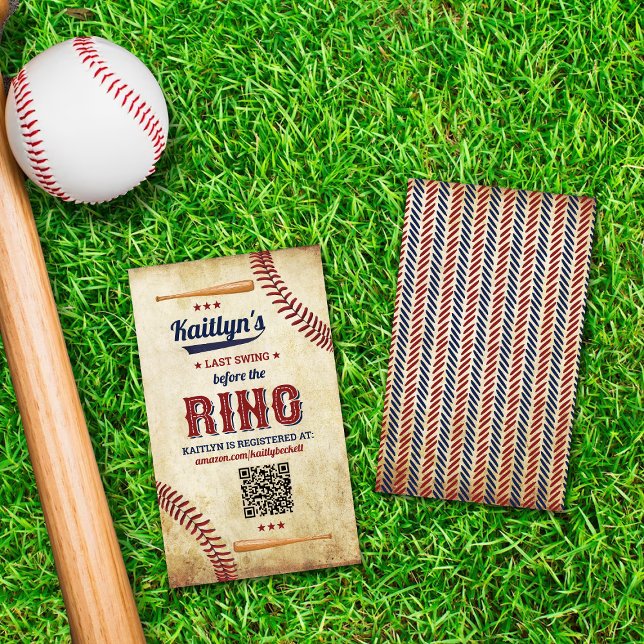 Tarjeta De Recepción ¡Última Swing Antes Del Anillo! Béisbol Bridal Sho (Subido por el creador)