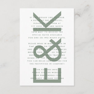 Tarjeta De Recepción Ultra Moderno Gran Monograma Gran Boda Verde Sage