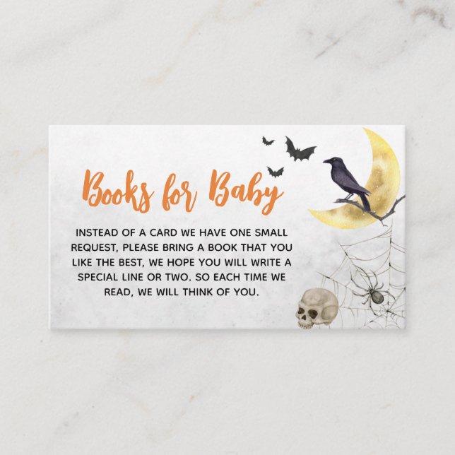 Tarjeta De Recepción Un bebé está preparando libros de Naranja de Hallo (Anverso)