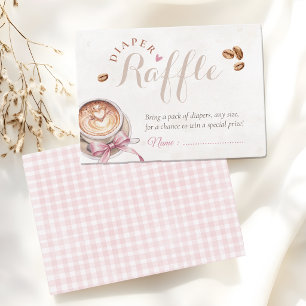 Tarjeta De Recepción Un bebé está preparando un café lazo rosa pañal ri