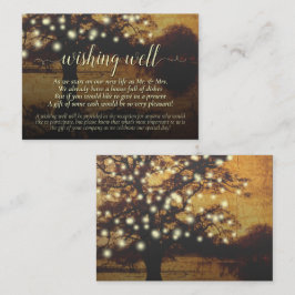 Tarjeta De Recepción Un Boda de Árbol y Luces Rústicos Deseando Bien