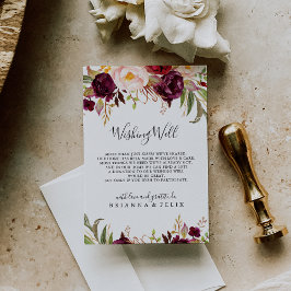 Tarjeta De Recepción Un Boda floral de color boho rústico que desea lo 