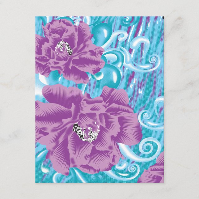 Tarjeta De Recepción Un diseño textil vibrante con púrpura y turq (Anverso)