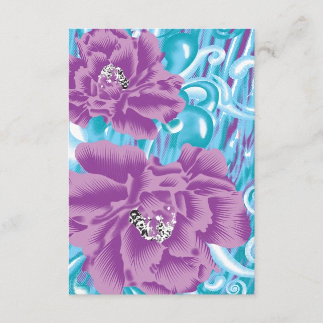 Tarjeta De Recepción Un diseño textil vibrante con púrpura y turq (Anverso)