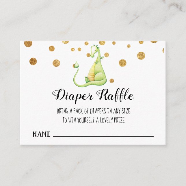 Tarjeta De Recepción *~* Un Dragón Verde Aburrido Baby Shower Diaper Ra (Anverso)
