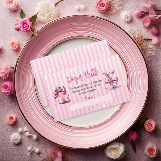 Tarjeta De Recepción Un dulce Tini Un Diaper Baby Shower Raffle (Coquette Bows Martini Bottle Girl Baby Shower Diaper Raffle Insert - A Sweet Tini One Collection)