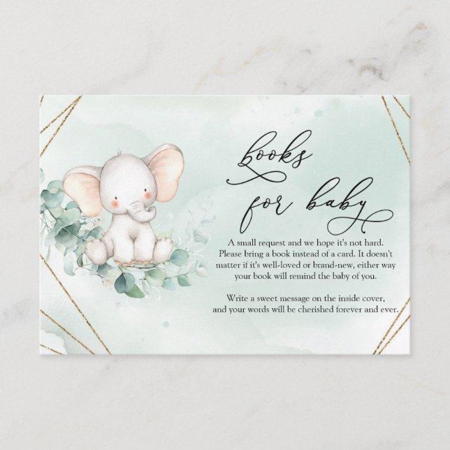 Tarjeta De Recepción Un elefante de bebé lindo verde Eucalyptus Wreath (Anverso)