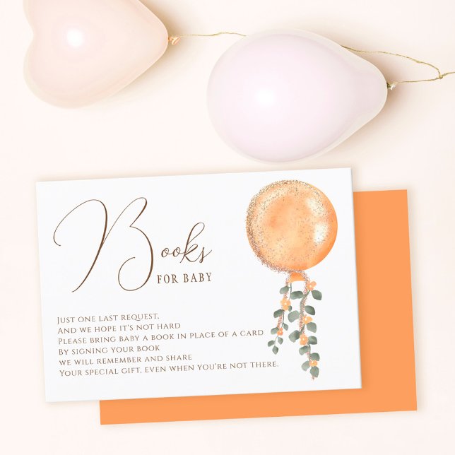 Tarjeta De Recepción Un globo naranja purpurina oro moderno trae un lib (Subido por el creador)