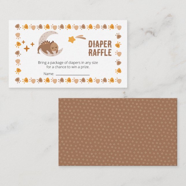 Tarjeta De Recepción Un lindo pequeño dinosaurio Baby Shower Diaper Raf (Anverso / Reverso)