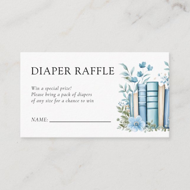 Tarjeta De Recepción Un nuevo capítulo azul Baby Shower Diaper Raffle (Anverso)