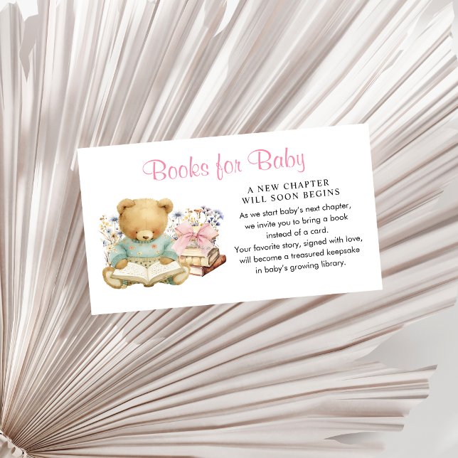 Tarjeta De Recepción Un Nuevo Capítulo Comienza Libros para Bebé (A new chapter will soon begin, books for baby baby shower girl, enclosure card)