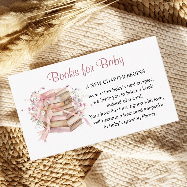 Tarjeta De Recepción Un Nuevo Capítulo Comienza Libros para Bebé en la  (A new chapter begins pink coquette books for baby card)