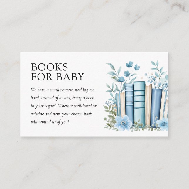 Tarjeta De Recepción Un nuevo capítulo de libros de Baby Shower azules (Anverso)