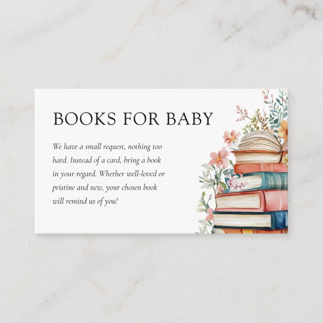 Tarjeta De Recepción Un nuevo capítulo de libros de Baby Shower florale (Anverso)
