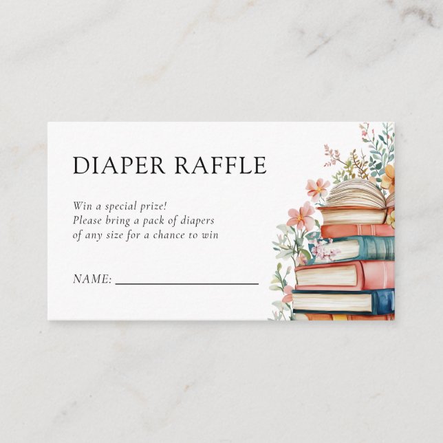 Tarjeta De Recepción Un nuevo capítulo floral Baby Shower Diaper Raffle (Anverso)